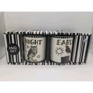 Hoots N' Howlers by Lorrie Veasey Ceramic Owl Bird Mug Set Night Early